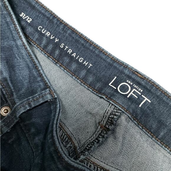 Ann Taylor Loft Women's Jeans Curvy Straight Stretch Blue Size 12 EUC - Picture 3 of 8